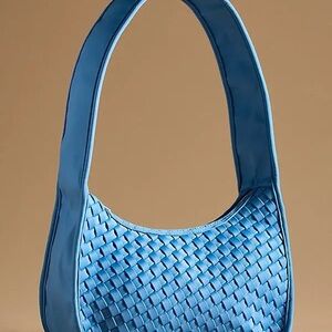 NWT Anthropologie Blue Woven Shoulder Bag with Sleek Design